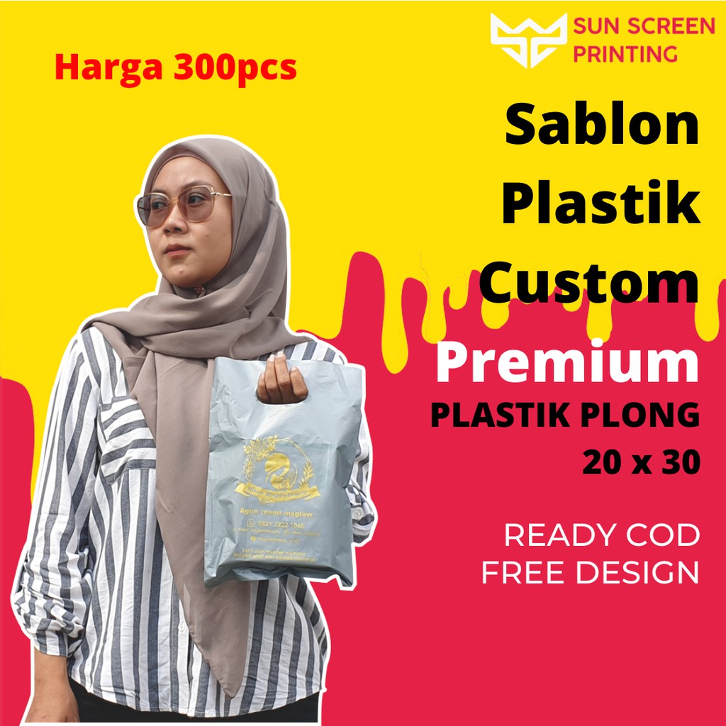 Sablon Plastik Packing Olshop Plong 20x30 Murah Free Design isi 300pcs