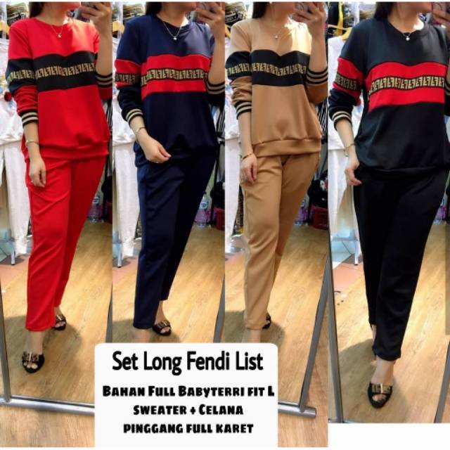 SETELAN CELANA / SETELAN JOGER / SETELAN SWEATER LONG FENDI LIST -LBms