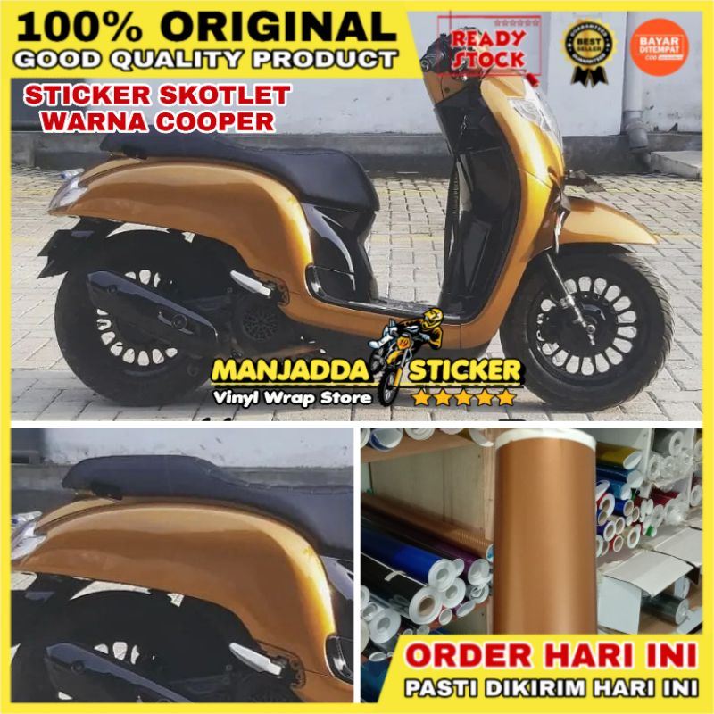 STIKER SKOTLET MOTOR WARNA GOLD COOPER KUALITAS PREMIUM