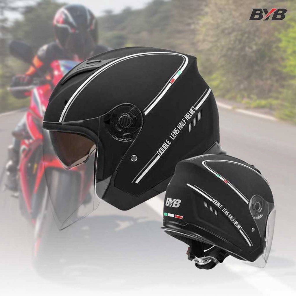 Helm Half Face Double Visor XL - BYB-730