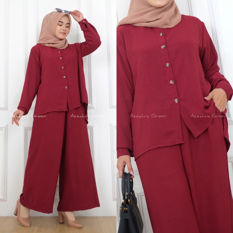 VIRA SET KULOT Ld116 - SetCel KULOT Crinkle Jumbo Oversize One Set Wanita / 365-6919