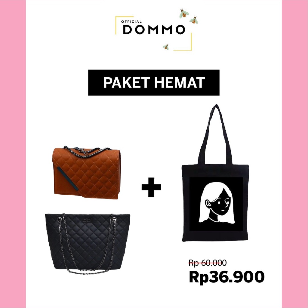 DOMMO - D9013 BUNDLING BUY 2 GET 1 / TAS IMELDA + TAS HARUKA + TOTEBAG CUSTOM