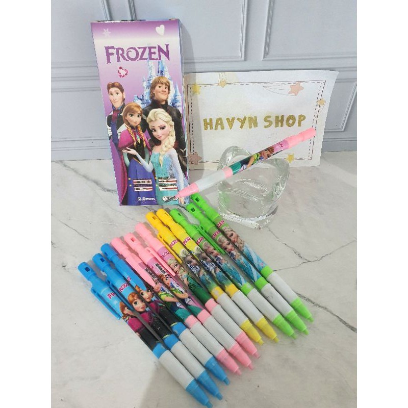 (12pc) pensil mekanik 2.0mm/pensil cetek/mechanic pencil/mek unicorn hrg per 4pcs-FROZEN