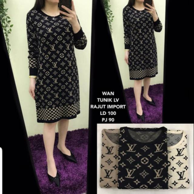Tunik Rajut LV Gucca, bahan Premium Knit Import, Ld.110-130 Pb.90, bu Selkey Citra