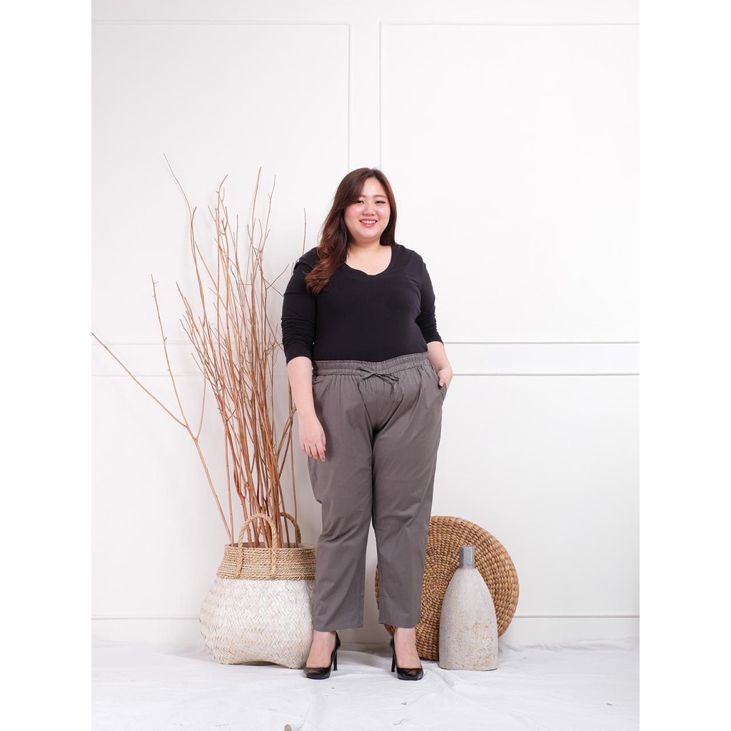 NEW HOT SALE Celana Kerja Wanita Pinggang Karet Kasual Baggy Pant Street Jumbo XXL, 5L Celana Wanita