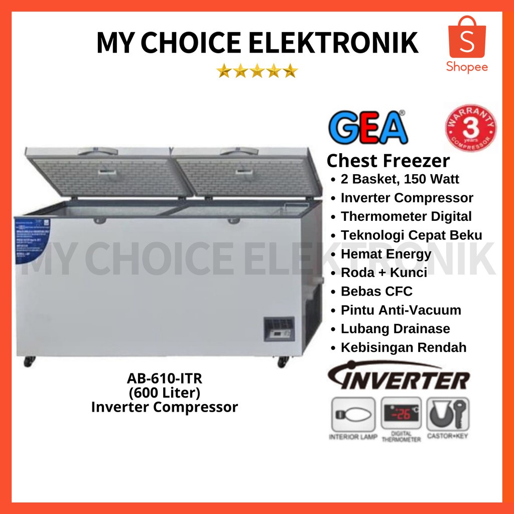 Jual Promo Gea Chest Freezer Inverter Ab Itr L Shopee Indonesia