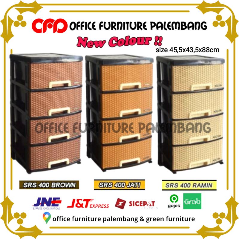 lemari plastik napolly SRS 400 container drawer 4 laci rak pakaian baju rak plastik