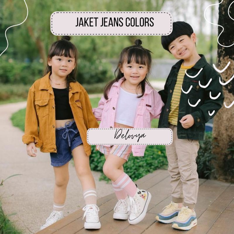 Delovya jaket jeans anak laki laki perempuan full warna