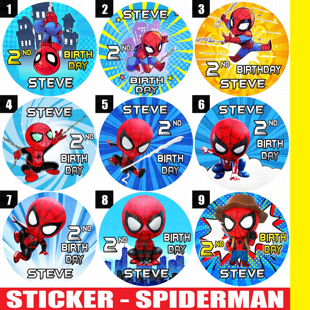 

60 STIKER SPIDERMAN BBY UTK LABEL BAG / KUE / TUMPENG / SOUVENIR ULTAH ULANG TAHUN