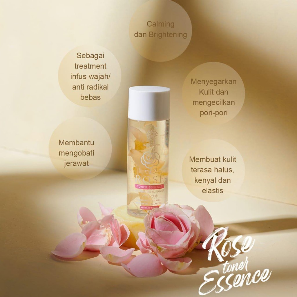 Rose Toner Essence with real petal flower / air mawar asli