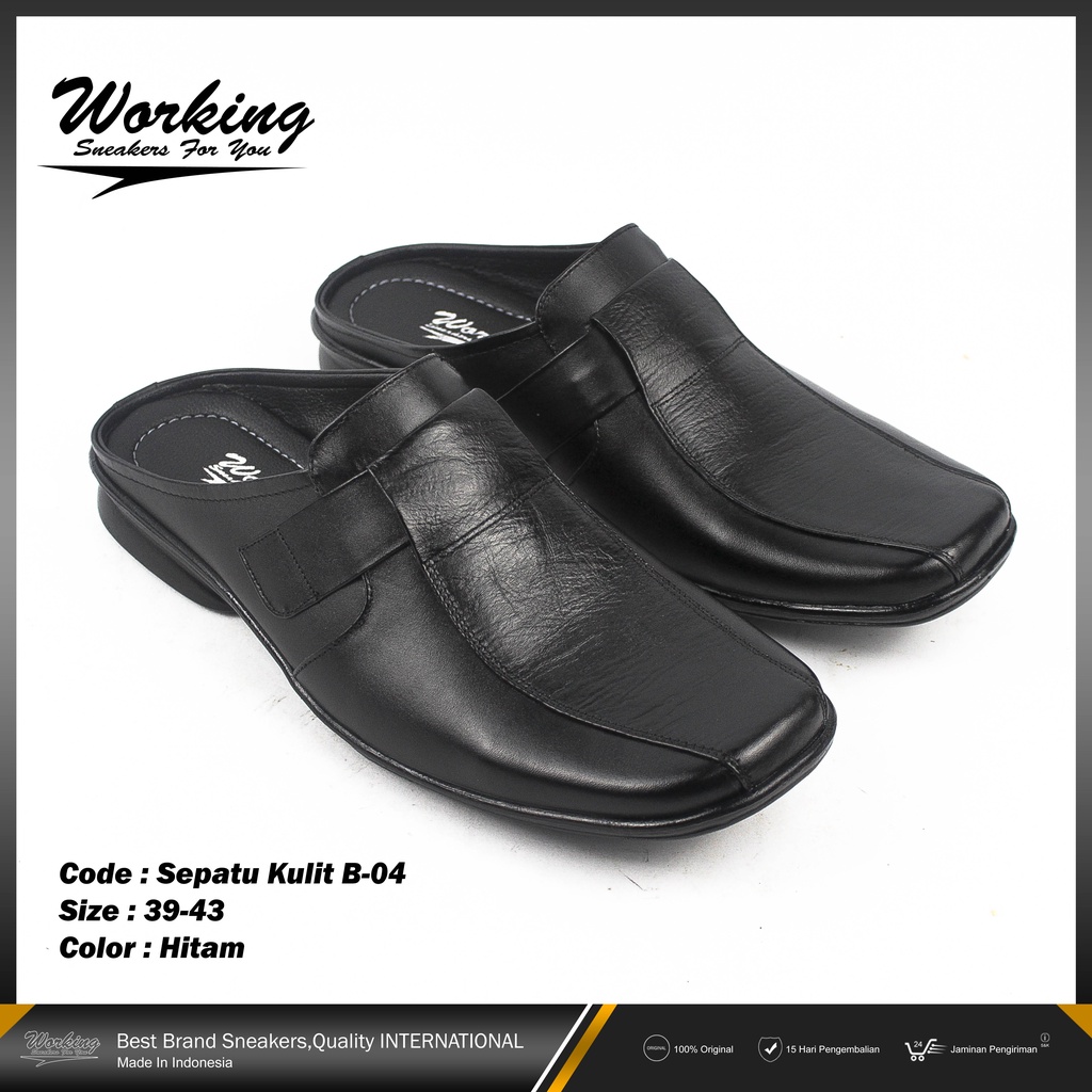 Sepatu Pria Kulit Working B-04 // Sepatu Kerja // Sepatu Pria Keren // Sepatu Kulit Asli 100% Realpict Bisa COD