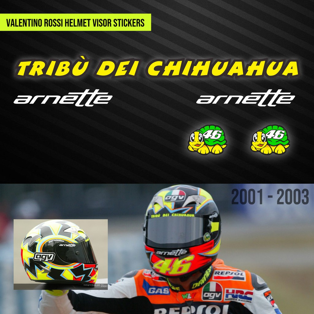 Sticker Visor Helm Valentino Rossi Set 2001 to 2003