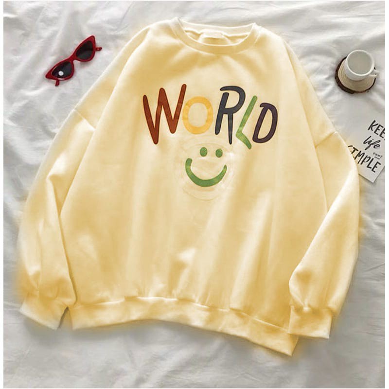 WORLD SMILE SWEATER WANITA - ATASAN TEBAL PREMIUM