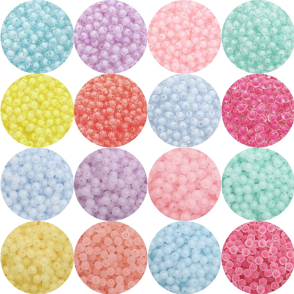 110pcs Fashion Frosted Matte Candy Colors Plastic Acrylic Round Beads For Bracelet Necklace Earring Making DIY Jewelry Findings