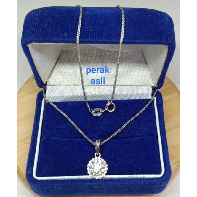 Kalung Itali + Liontin Variasi, Perak 925, Sepuh Emas Putih