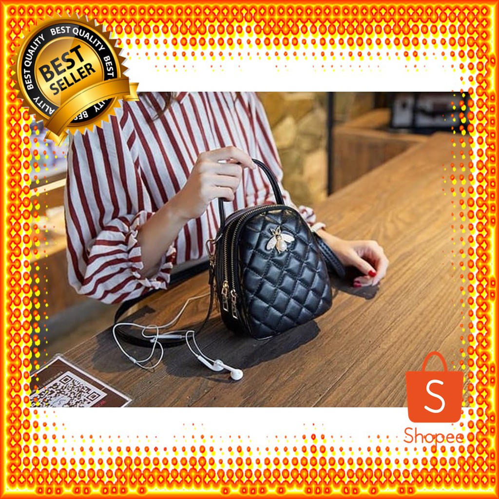 TS99 Korean High Quality Black Queen Bee Sling Bag Tas Selempang