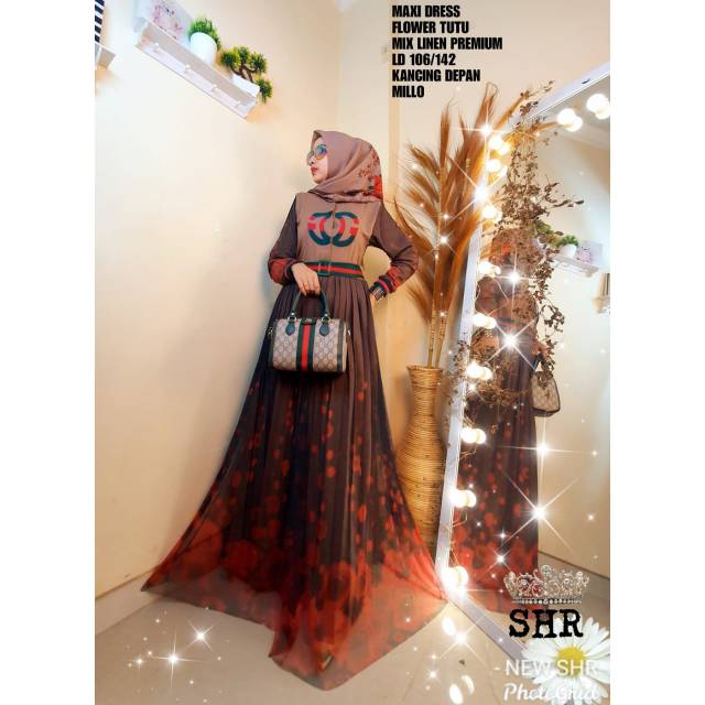 32 READY !!! ORI SHR !!! MAXY GAMIS DRESS FLOWER TUTU