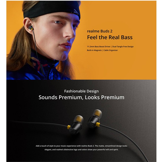 ORIGINAL EARPHONE HEADSET HANDSFREE REALME BUDS 2 BASS BOOST DRIVER