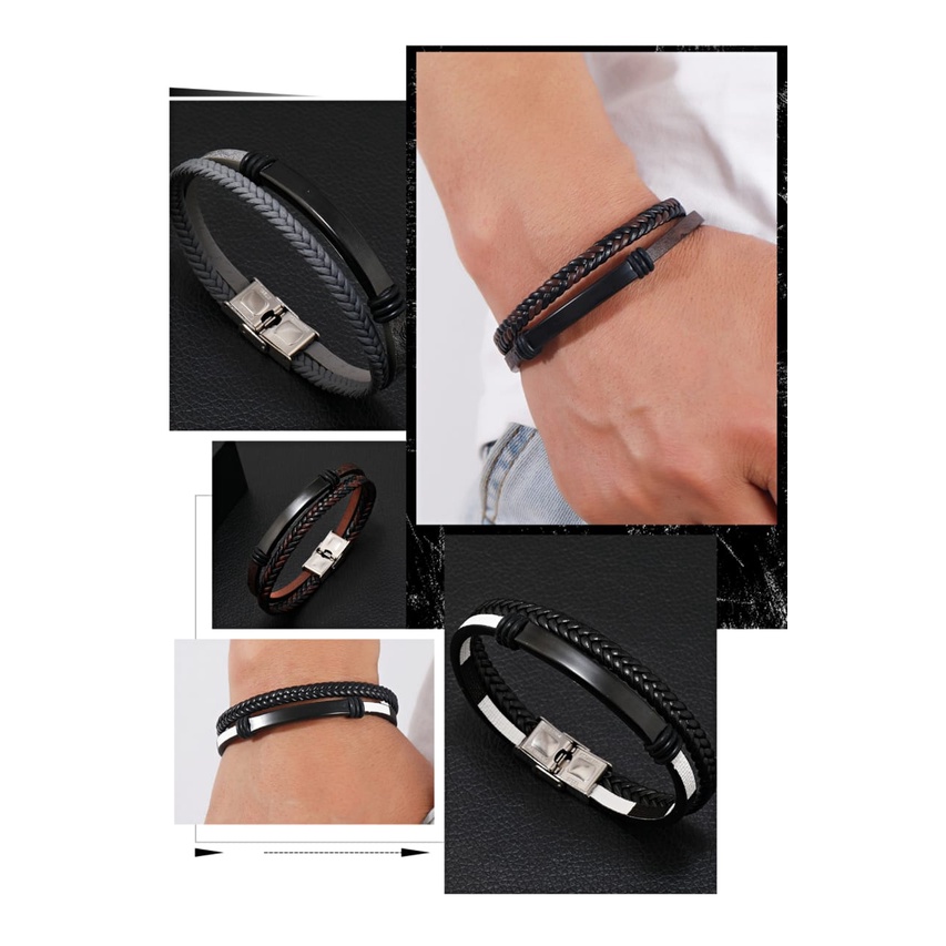 GELANG KULIT FASHION LEATHER BRACELET UNISEX FL1 NEW ACC