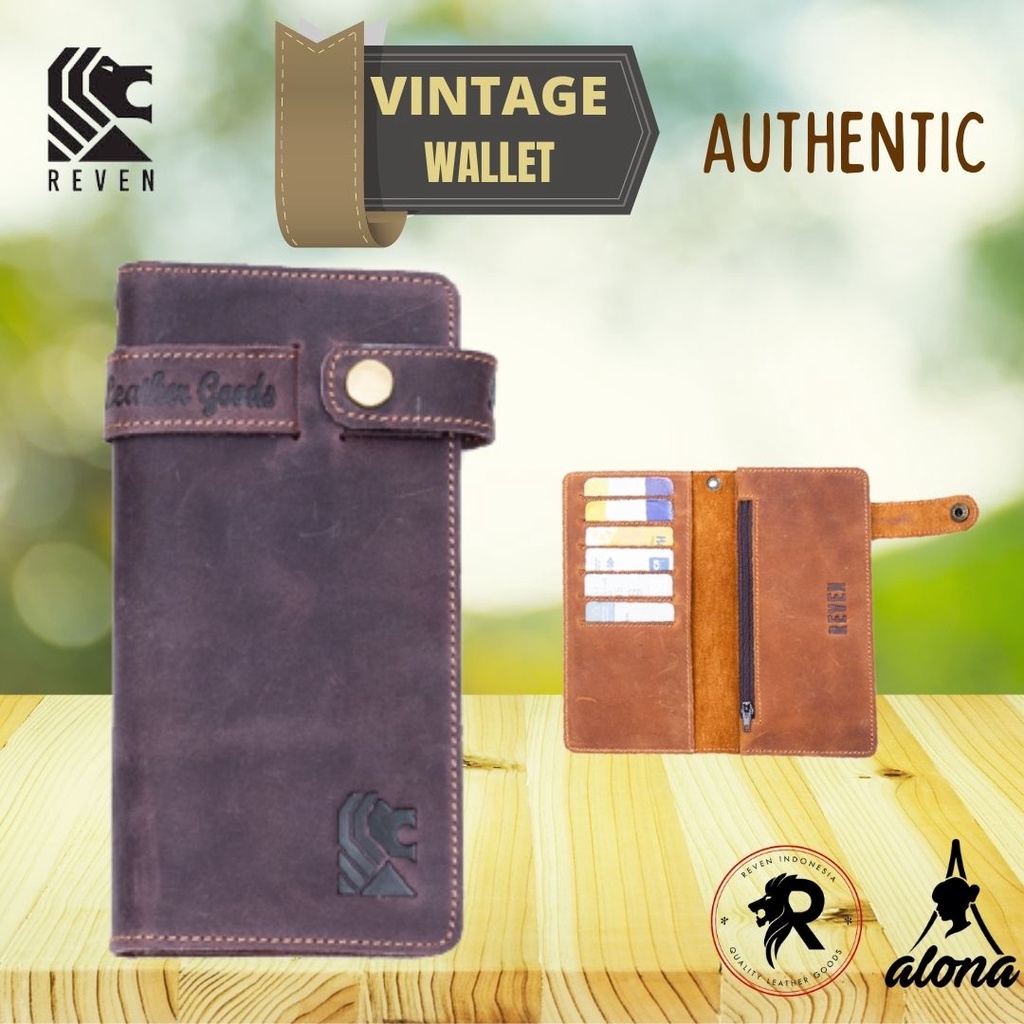 Dompet Pria Panjang Branded Dompet Cowok Kulit Asli Dompet Kartu Dan Uang Pria Reven Vintage Wallet