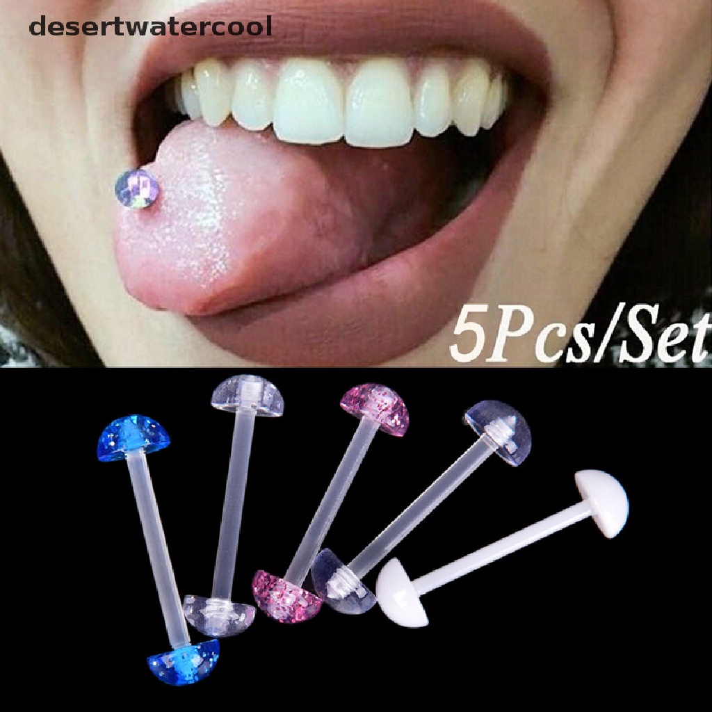 Deid 5Pcs / Set Anting Tindik Lidah / Tubuh Bentuk Barbel Bahan Akrilik Untuk Pria / Wanita