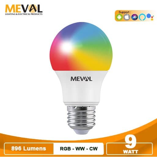 Lampu Wifi Smart Bulb LED 9W RGB+WW - MEVAL