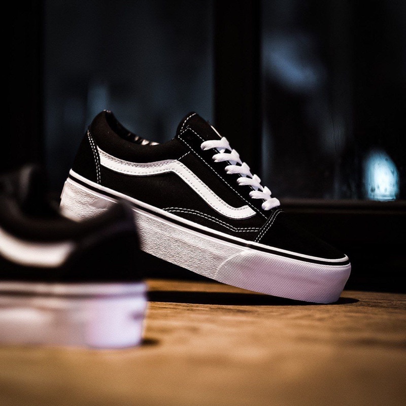 VANS OLDSKOOL PLATFROM BLACK WHITE ORIGINAL 100%