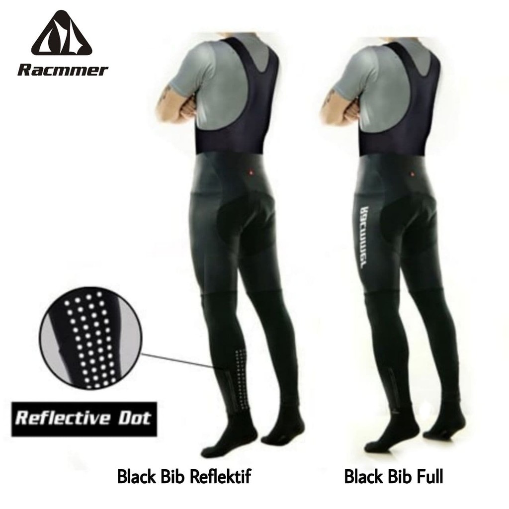 Celana Bib Panjang RACMMER padding Gel - Bib Pants Shorts - Celana ketat - Celana Padding Roadbike