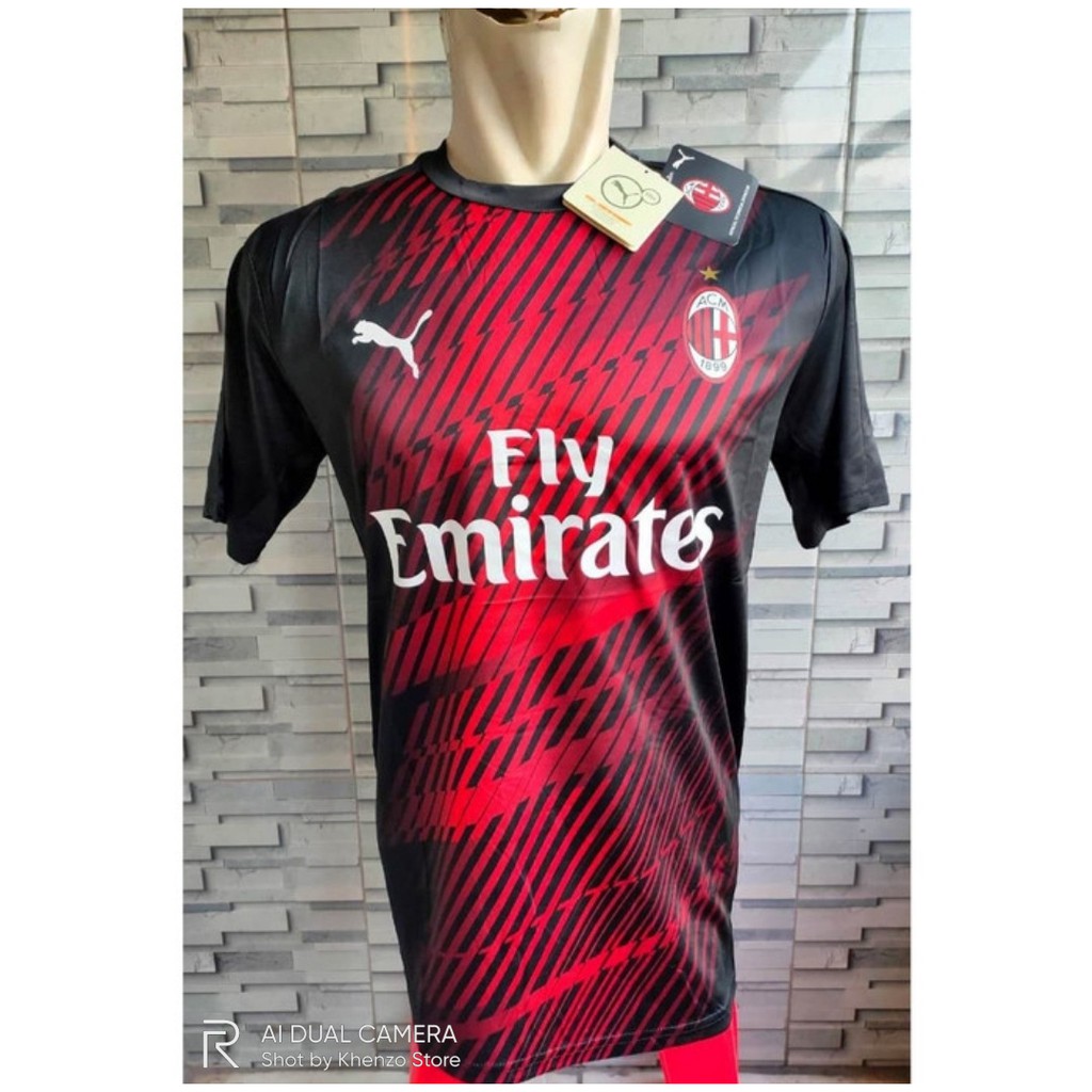 Jersey Bola Milan Training Prematch Hitam New 2021