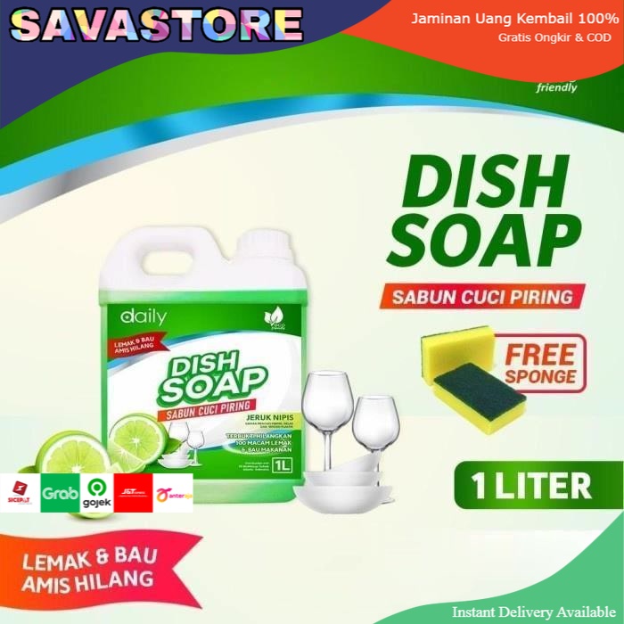 SABUN CUCI PIRING DISH SOAP 1 LITER + FREE SPONS CUCI PIRING