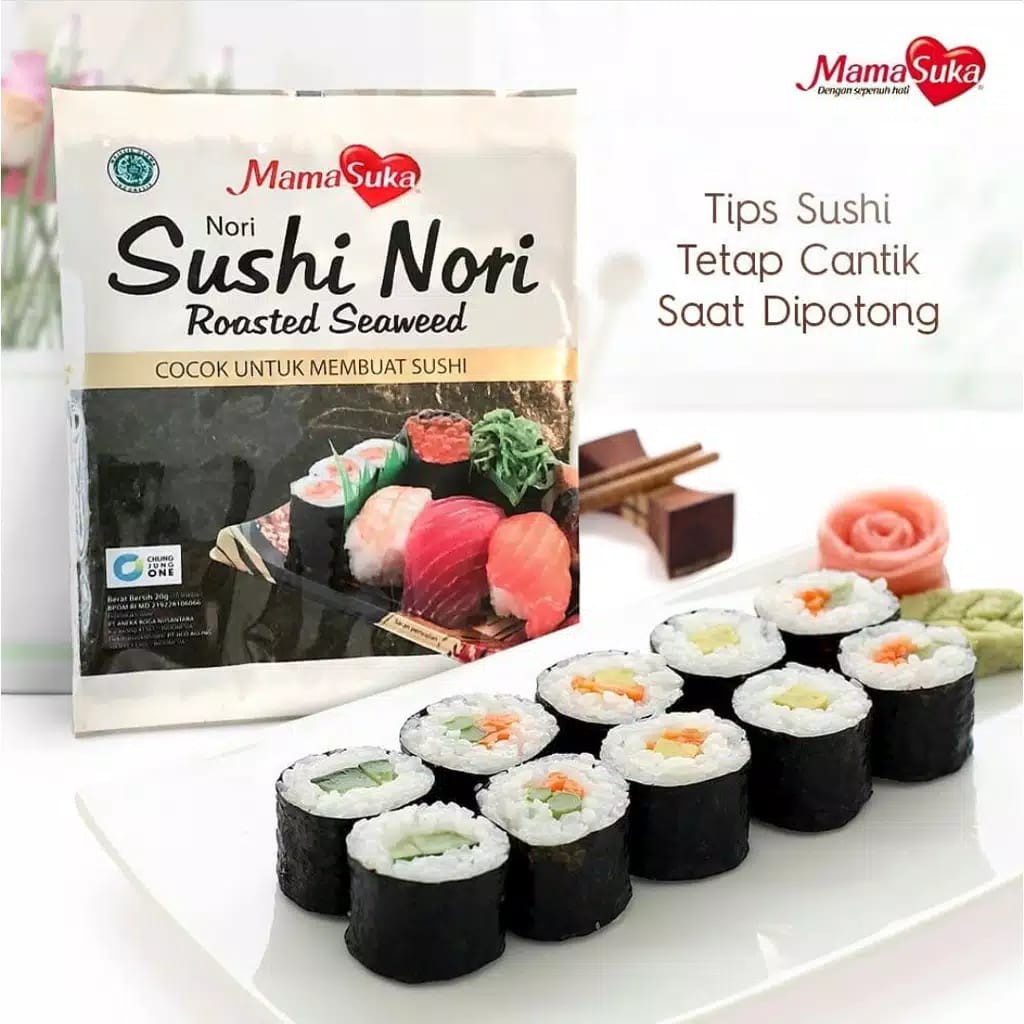 

Mamasuka Nori Sushi Nori Roasted Seaweed 20 Gram - 10 Lembar