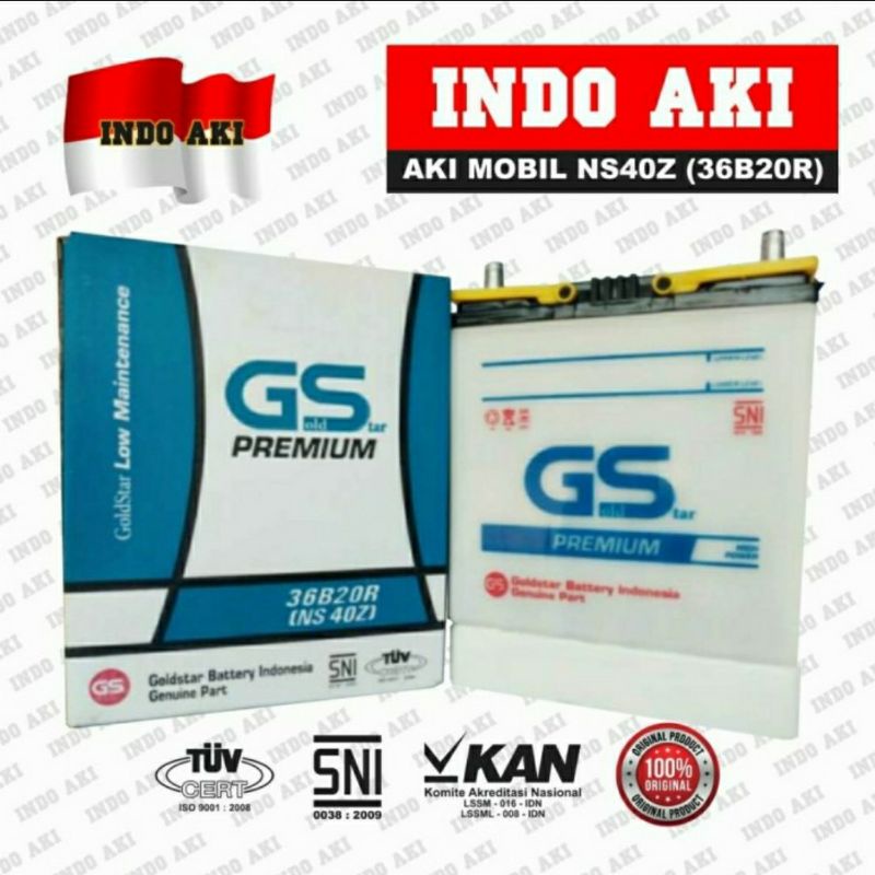 (GS NS40Z) AKI MOBIL NS40Z 36B20R 12V 35Ah AVANZA XENIA RUSH TERIOS GRAND MAX LUXIO ZEBRA APV LUXIO 
