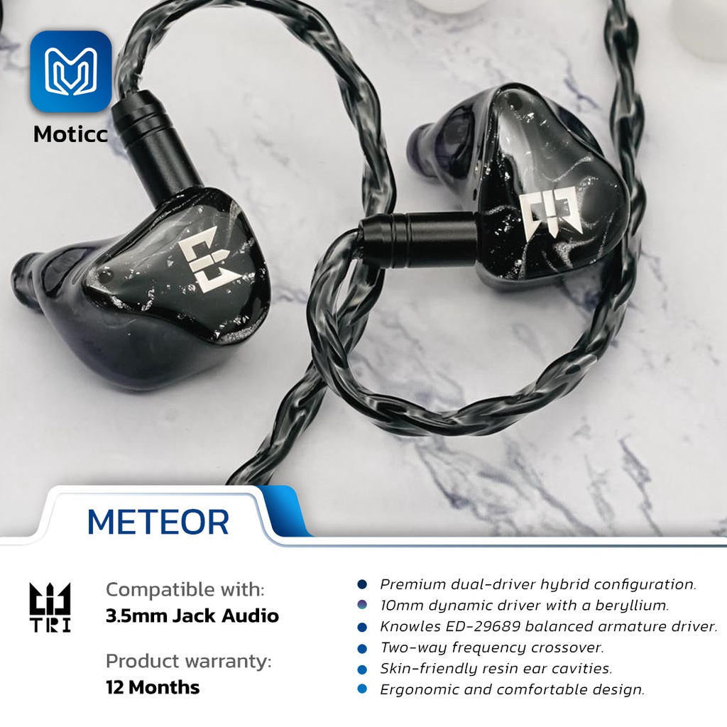 TRI Meteor DD Beryllium Plated + Knowles ED-29689 BA Earphone High End