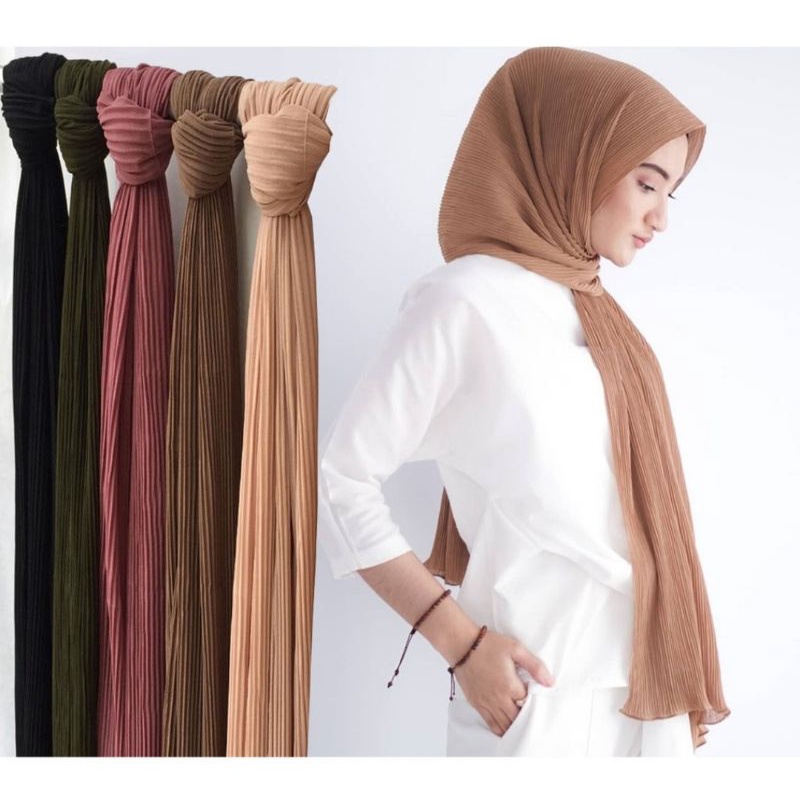 Kerudung/ Jilbab/ Hijab Pashmina PLISKET ceruty premium/ hijab polos pashmina pajang/ Pashmina kerud