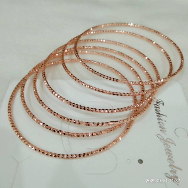 Gelang kroncong dewasa rose gold,isi 6 pcs