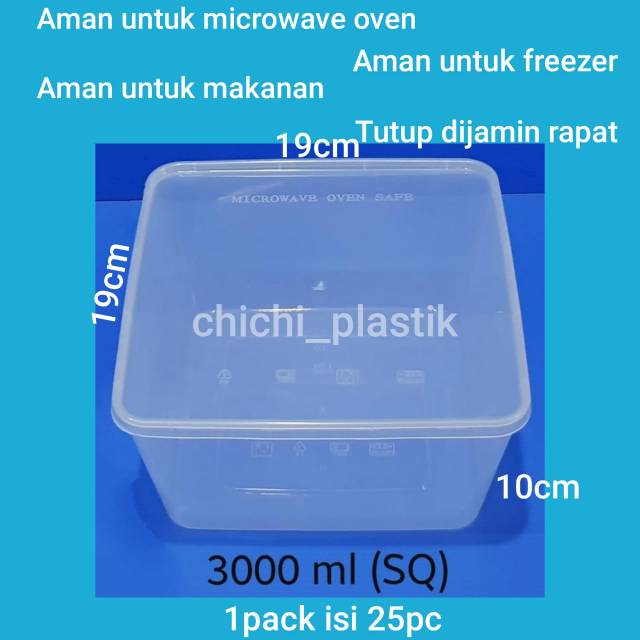 Thinwall food container 3000ml / Kotak Makan Bening / Mangkok plastik / Mangkok Bening