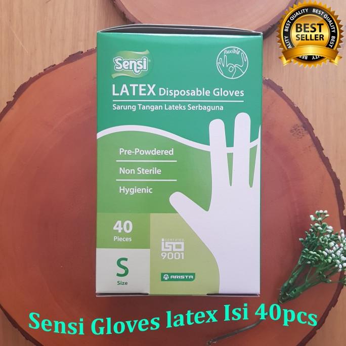 SENSI Sarung Tangan Handscoon Latex Non Steril Putih 1 Kotak isi 40