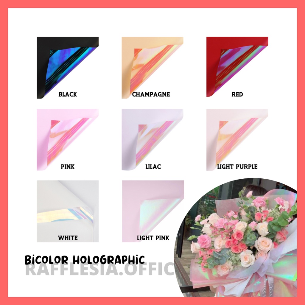 

[1 LEMBAR] BICOLOR HOLOGRAPHIC CELLOPHANE LEMBARAN (60 x 60 cm) - Kertas Bunga Wrapping Paper