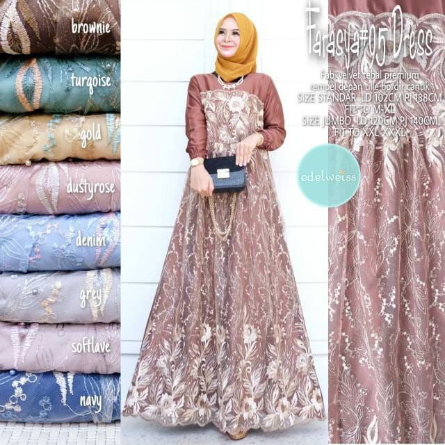 GAMIS BROKAT NURAINI MAXI DRESS IMPORT | GAMIS MUSLIM MURAH PEREMPUAN BROKAT TILE CANTIK RENDA IMPOR