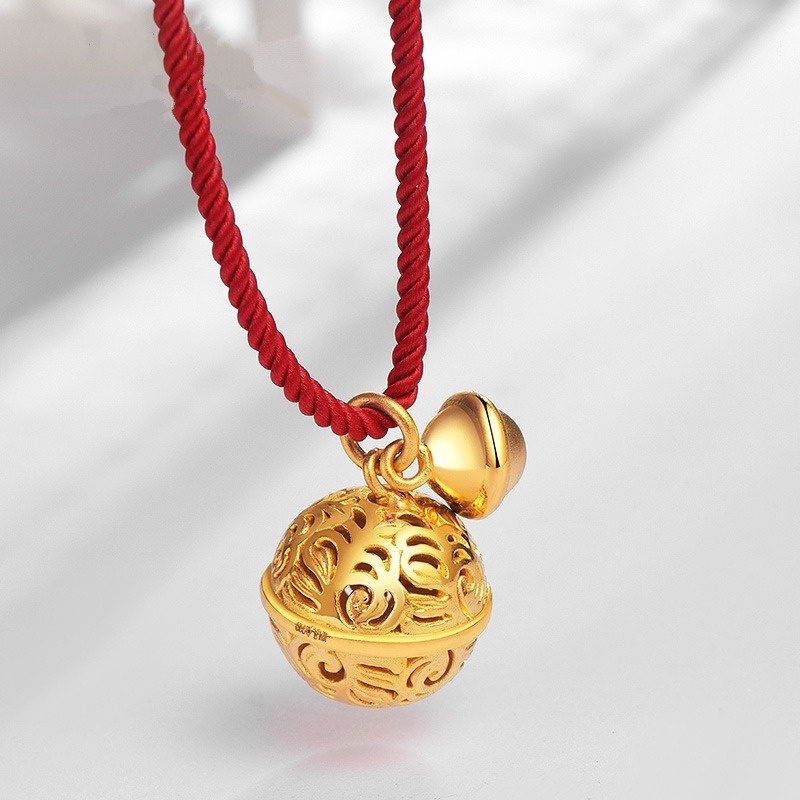 [Ready Stock]Fashion Gold-Plated Carved Bell Pendant Necklace