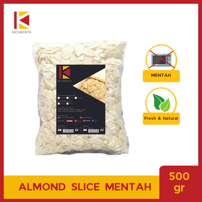 

Slice Raw Almond (mentah) Premium Blue Diamond 500gr