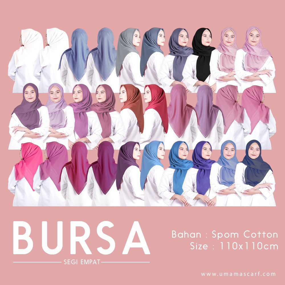 [BISA COD] Umama Kerudung / Hijab Voal Bursa Segiempat (Bisa Pilih Warna) - Part 1