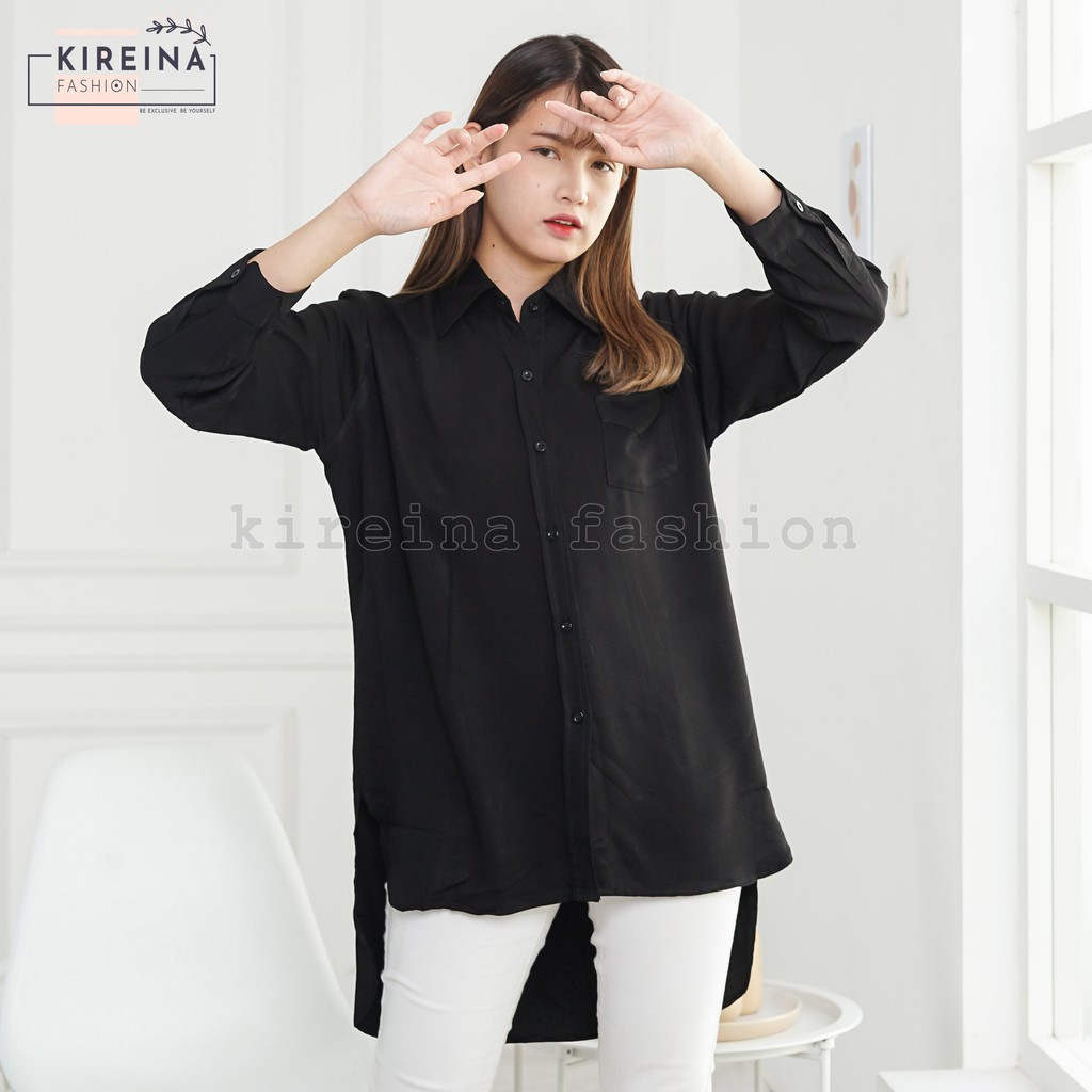 Kemeja Basic Wanita Atasan Kerja Wanita Bahan Rayon Twill | Kireina Fashion