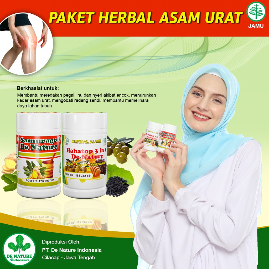 

OBAT HERBAL ASAM URAT REMATIK ENCOK PEGAL LINU RADANG NYERI SENDI- SAMURAGO HABATOP 3 IN 1 DE NATURE