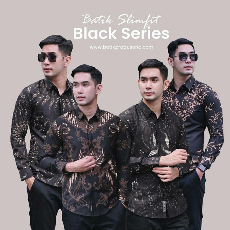BATIK PRABUSENO BAJU BATIK PRIA LENGAN PANJANG MODEL SLIMFIT BY BATIK PRABUSENO BLACK SERIES SERAGAM