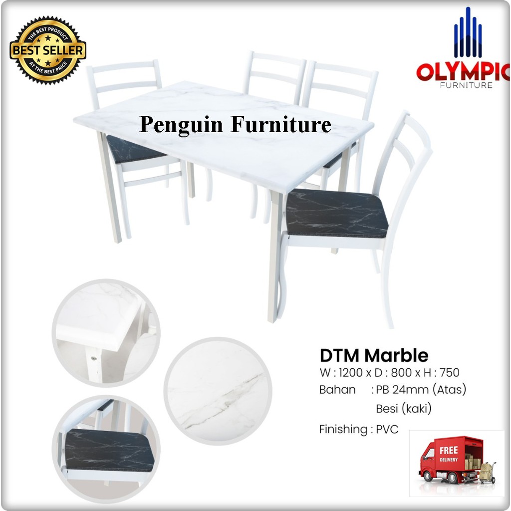 MEJA MAKAN DTM MARBLE-penguinfurniture