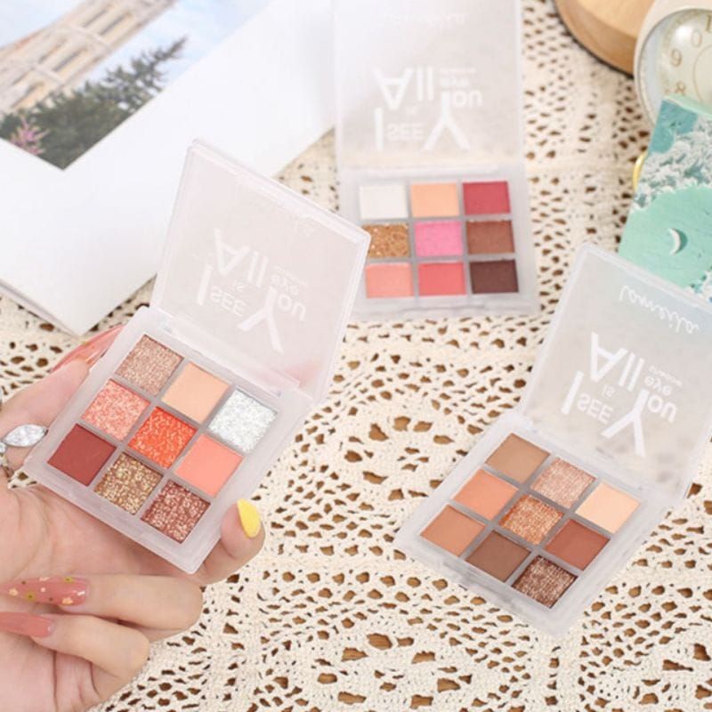 Medan Termurah Eyeshadow palette glittery pearly 9 colors lameila