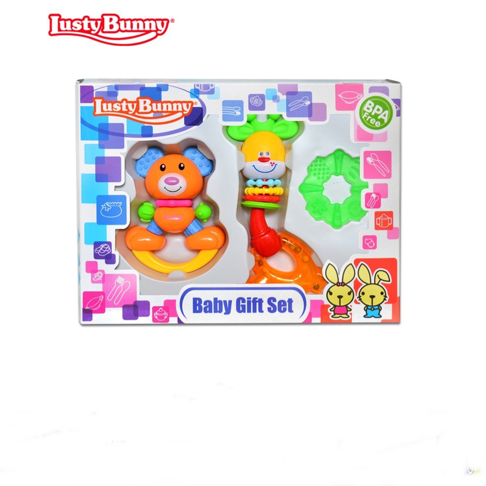 Lusty Bunny Gift Set Rattle Baby Toys 3in1/Mainan bayi