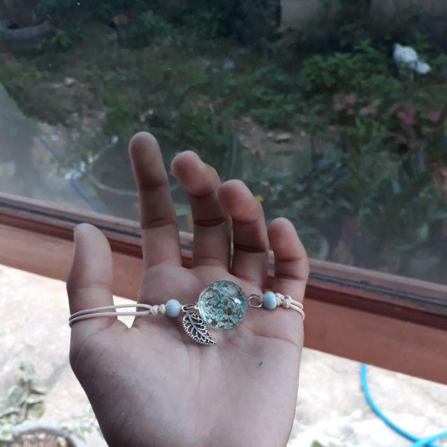 Spesimen Tanaman Kering Gelang Kaca Bola Dandelion Gypsophila Girlfriends Gift