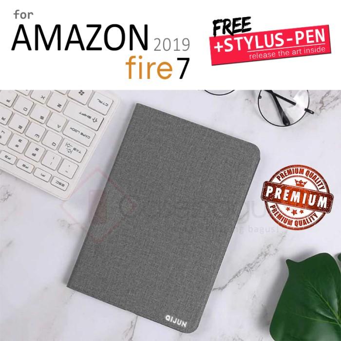 Amazon Fire 7 2019 Kindle - Canvas Leather Flip Case Cover